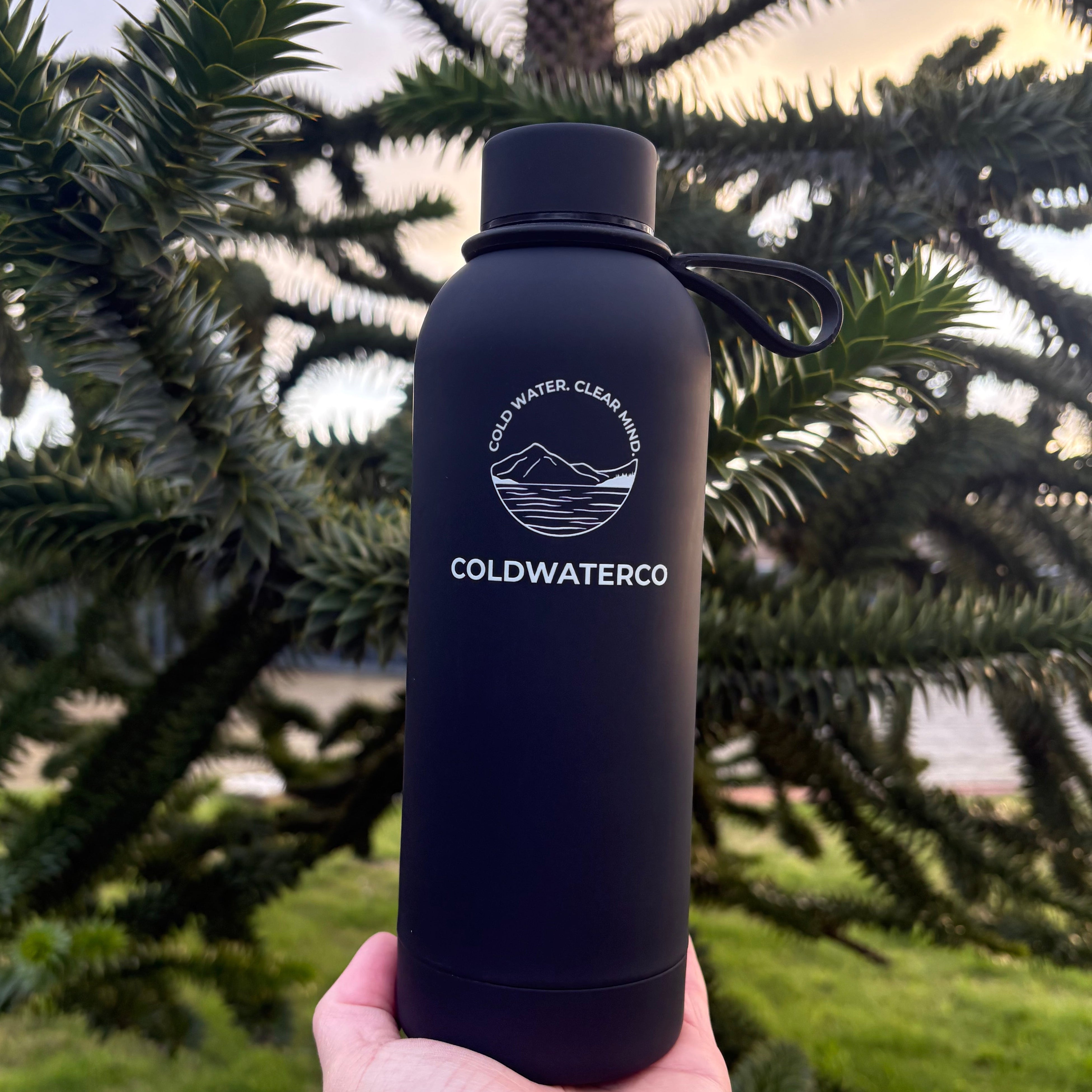 Black ColdWaterCo insulated water bottle